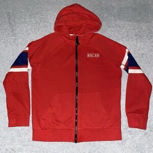 Nike Air Youth Large Hoodie Red Colorblock Full Zip Sleeve Stripes‎ Athletic